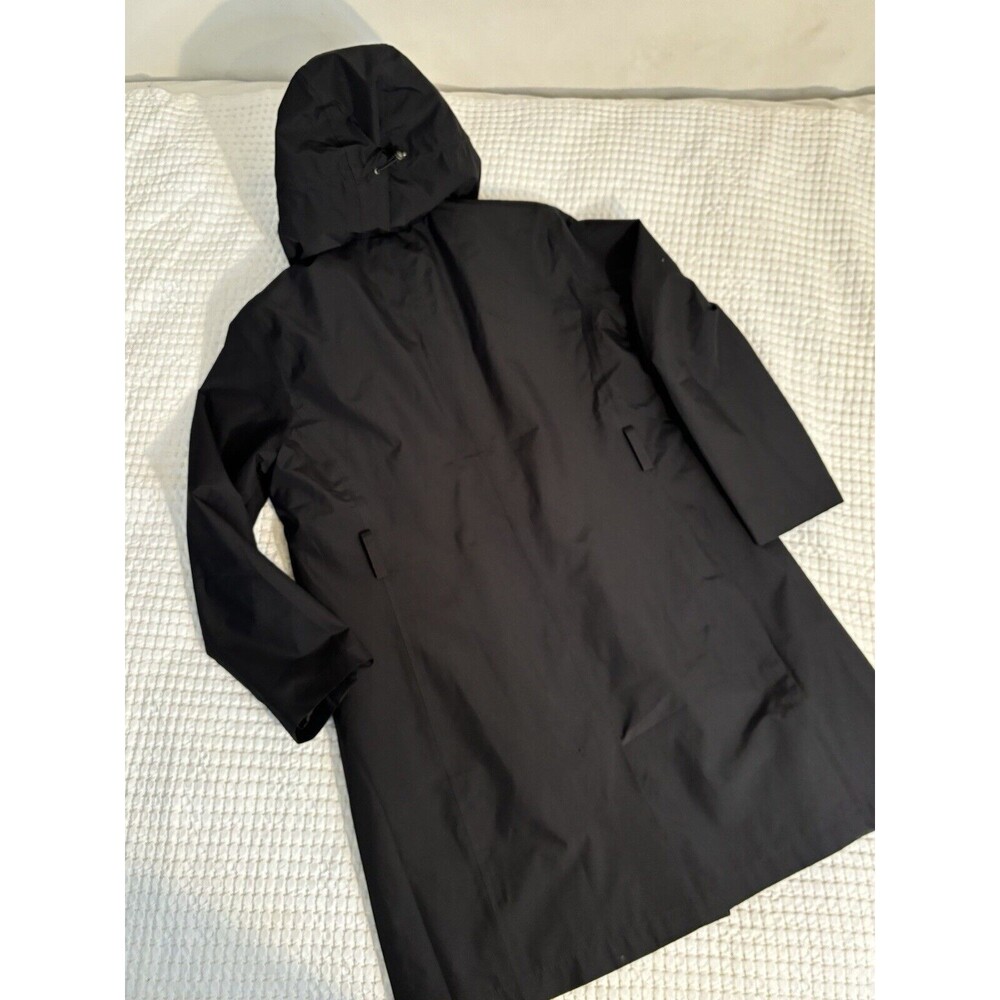 Lands' End Black Trench Coat medium petite, no belt - Picture 2 of 12